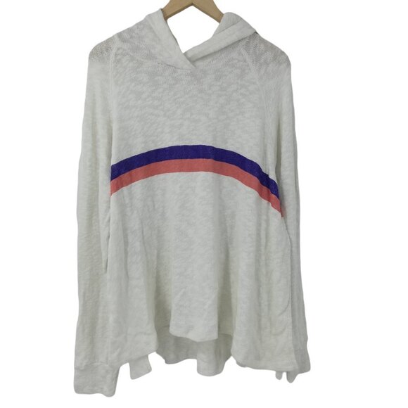 Sundry Hooded Sweatshirt Size 4 XL 14 Slubbed Slit Side Sheer Lightweight Stripe - Picture 1 of 11